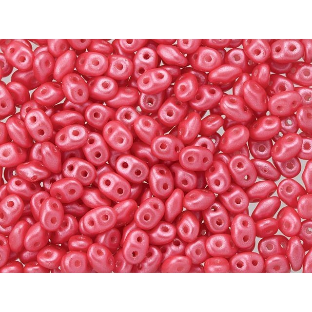 SuperDuo 2 x 5mm Coral Pink Pearl Shine 2-Hole Seed Bead 2.5-Inch Tube