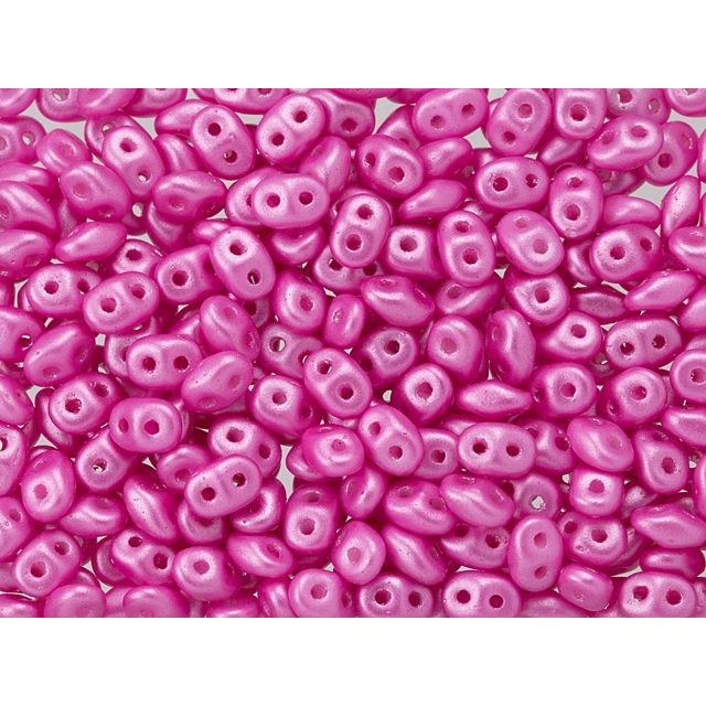 SuperDuo 2 x 5mm Hot Pink Pearl Shine 2-Hole Seed Bead 2.5-Inch Tube