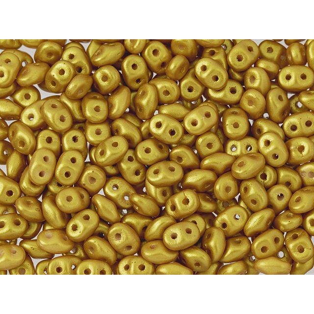 SuperDuo 2 x 5mm Gold Gold Shine 2-Hole Seed Bead 2.5-Inch Tube