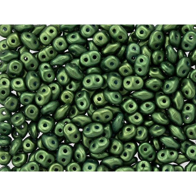 SuperDuo 2 x 5mm Green Gold Shine 2-Hole Seed Bead 2.5-Inch Tube