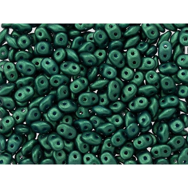 SuperDuo 2 x 5mm Emerald Gold Shine 2-Hole Seed Bead 2.5-Inch Tube