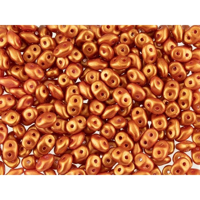 SuperDuo 2 x 5mm Burnt Orange Gold Shine 2-Hole Seed Bead 2.5-Inch Tube