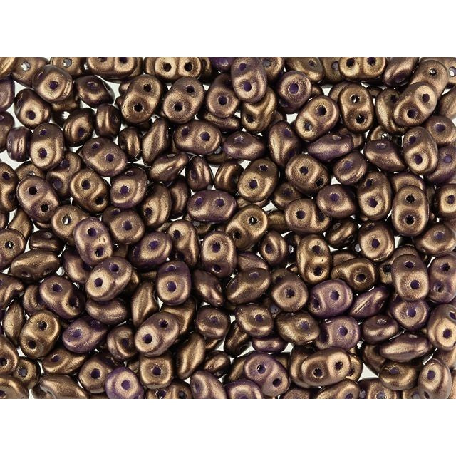 SuperDuo 2 x 5mm Dark Purple Gold Shine 2-Hole Seed Bead 2.5-Inch Tube