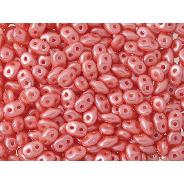 SuperDuo 2 x 5mm Paradise Pink Pearl Coat 2-Hole Seed Bead 2.5-Inch Tube