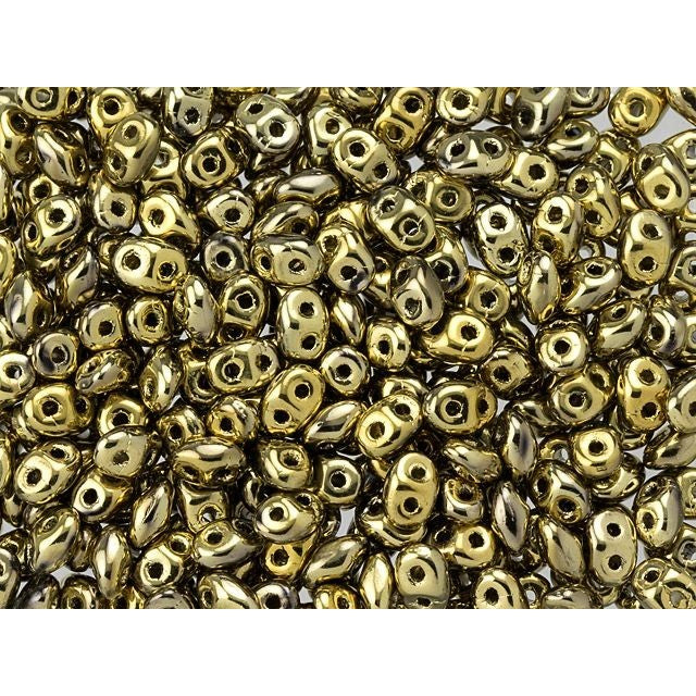 SuperDuo 2 x 5mm Polished Brass 2-Hole Seed Bead 2.5-Inch Tube