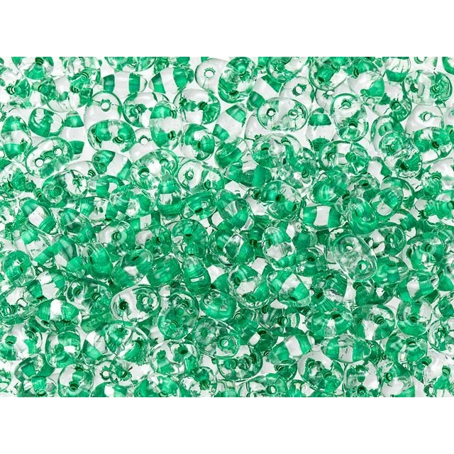 SuperDuo 2 x 5mm Green-Lined Crystal 2-Hole Seed Bead 2.5-Inch Tube