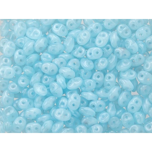 SuperDuo 2 x 5mm Milky Aquamarine 2-Hole Seed Bead 2.5-Inch Tube