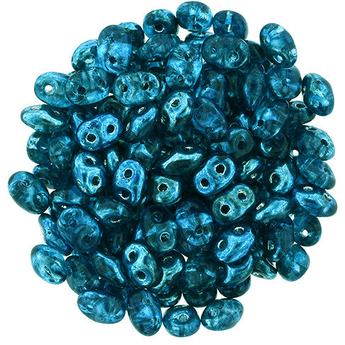 SuperDuo 2 x 5mm Mirror - Turquoise Blue 2-Hole Seed Bead 2.5-Inch Tube