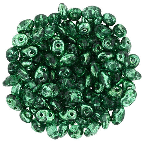 SuperDuo 2 x 5mm Mirror - Green 2-Hole Seed Bead 2.5-Inch Tube