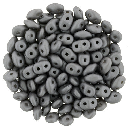 SuperDuo 2 x 5mm Satin Metallic Gray 2-Hole Seed Bead 2.5-Inch Tube