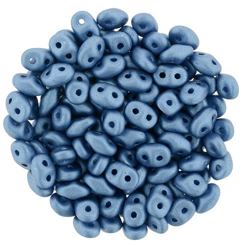 SuperDuo 2 x 5mm Satin Metallic Azure 2-Hole Seed Bead 2.5-Inch Tube