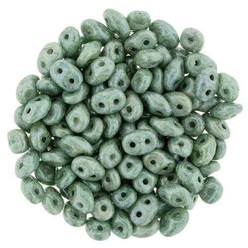 SuperDuo 2 x 5mm Luster - Stone Green 2-Hole Seed Bead 2.5-Inch Tube