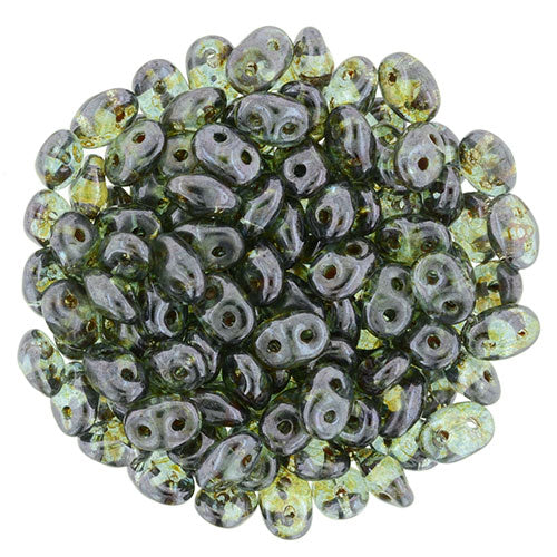 SuperDuo 2 x 5mm Luster - Transparent Green 2-Hole Seed Bead 2.5-Inch Tube