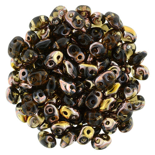 SuperDuo 2 x 5mm Apollo - Smoky Topaz 2-Hole Seed Bead 2.5-Inch Tube