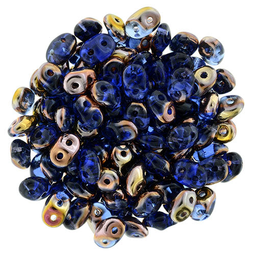 SuperDuo 2 x 5mm Apollo - Sapphire 2-Hole Seed Bead 2.5-Inch Tube