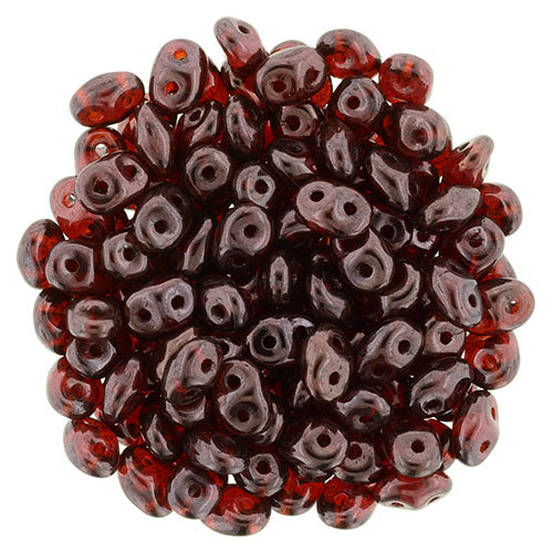 SuperDuo 2 x 5mm Siam Ruby - Vega 2-Hole Seed Bead 2.5-Inch Tube