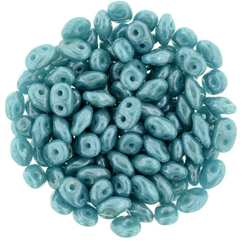 SuperDuo 2 x 5mm Luster - Dk Turquoise 2-Hole Seed Bead 2.5-Inch Tube