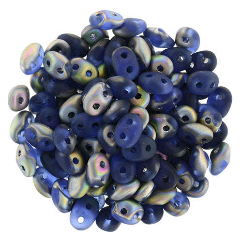 SuperDuo 2 x 5mm Matte - Sapphire - Vitral 2-Hole Seed Bead 2.5-Inch Tube