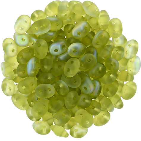 SuperDuo 2 x 5mm Matte - Olivine AB 2-Hole Seed Bead 2.5-Inch Tube