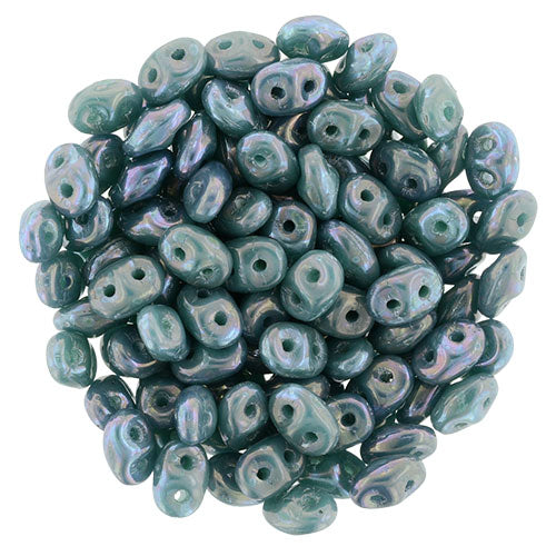 SuperDuo 2 x 5mm Nebula - Opaque Turquoise 2-Hole Seed Bead 2.5-Inch Tube