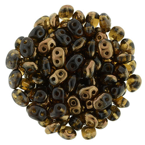 SuperDuo 2 x 5mm Bronze Luster 1/2 - Smokey Topaz 2-Hole Seed Bead 2.5-Inch Tube