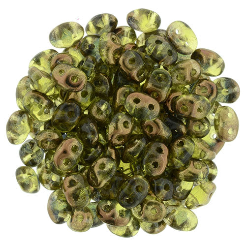 SuperDuo 2 x 5mm Bronze Luster 1/2 - Olivine 2-Hole Seed Bead 2.5-Inch Tube