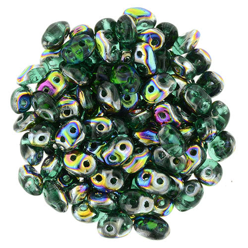 SuperDuo 2 x 5mm Emerald - Vitral 2-Hole Seed Bead 2.5-Inch Tube