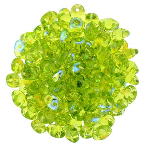 SuperDuo 2 x 5mm Olivine AB 2-Hole Seed Bead 2.5-Inch Tube