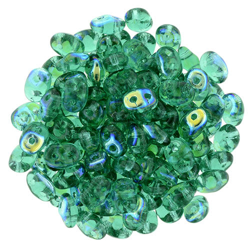 SuperDuo 2 x 5mm Emerald AB 2-Hole Seed Bead 2.5-Inch Tube