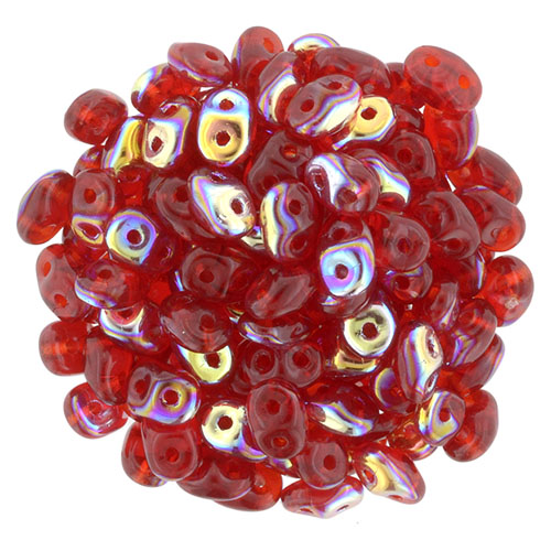 SuperDuo 2 x 5mm Siam Ruby AB 2-Hole Seed Bead 2.5-Inch Tube