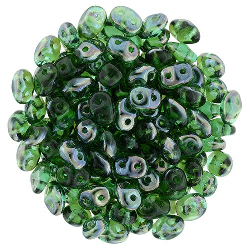 SuperDuo 2 x 5mm Emerald - Celsian 2-Hole Seed Bead 2.5-Inch Tube