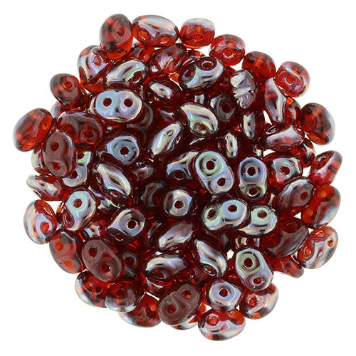 SuperDuo 2 x 5mm Siam Ruby - Celsian 2-Hole Seed Bead 2.5-Inch Tube