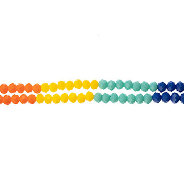 Crystal Lane DIY Designer 7-Inch Double Bead Strand Glass Faceted Rondelle Opaque Rainbow Mix 4x6mm