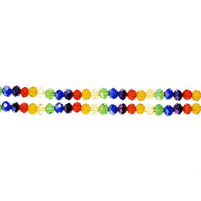 Crystal Lane DIY Designer 7-Inch Double Bead Strand Glass Faceted Rondelle Transparent Rainbow 4x6mm