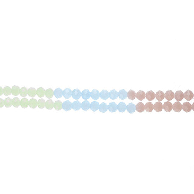 Crystal Lane DIY Designer 7-Inch Double Bead Strand Glass Faceted Rondelle Pastel Mix 4x6mm