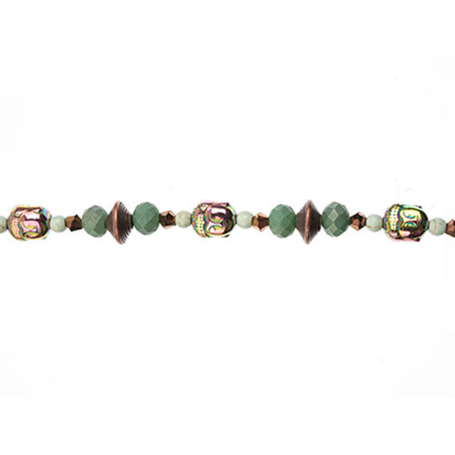 Crystal Lane DIY Designer 7-Inch Bead Strand Glass, Metal, Hematite Patina Buddha Assorted