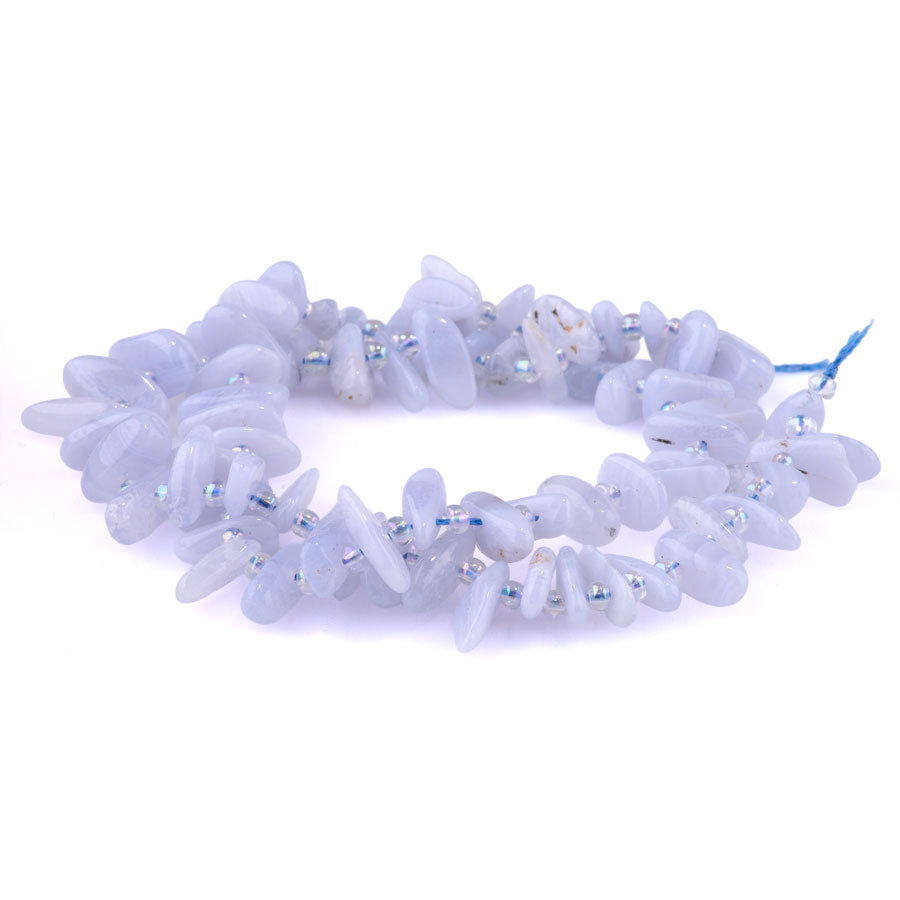 Blue Lace Agate 5x10-20mm Top Drill Teeth - 15-16 Inch