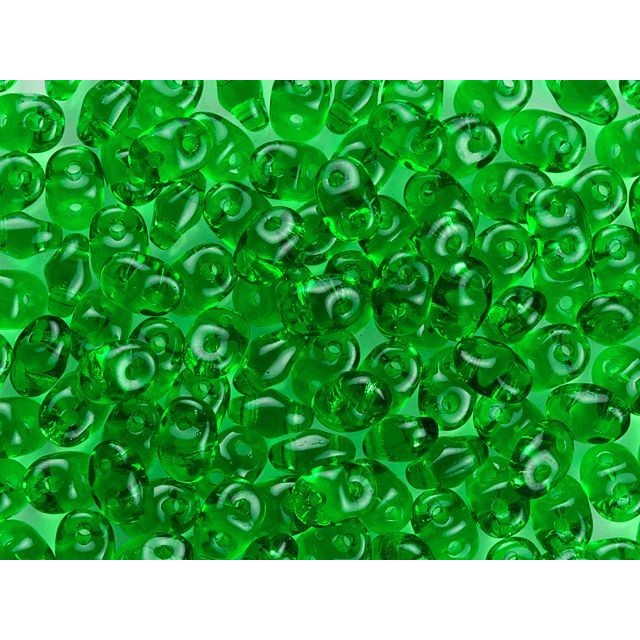 SuperDuo 2 x 5mm 2-Hole Green Seed Bead, 2.5-Inch Tube