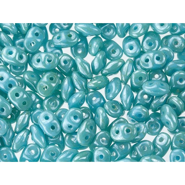 SuperDuo 2 x 5mm 2-Hole Opaque Baby Blue Star Dust Seed Bead 2.5-Inch Tube