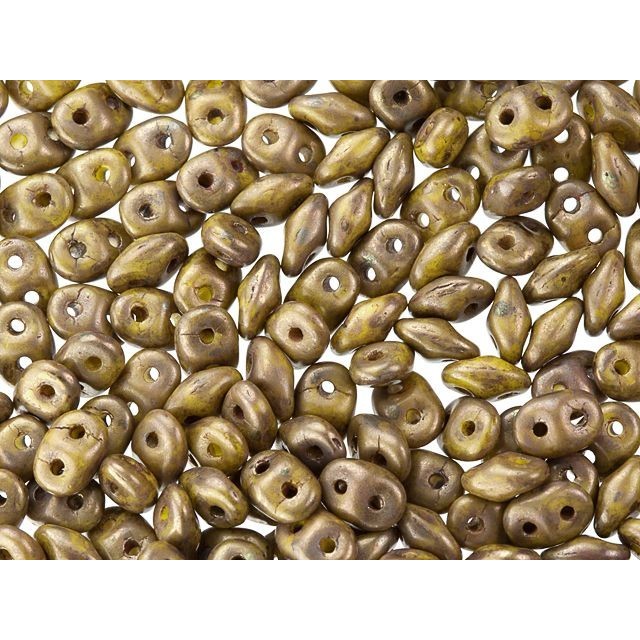 SuperDuo 2 x 5mm 2-Hole Opaque Yellow with Copper Picasso Seed Bead 2.5-Inch Tube