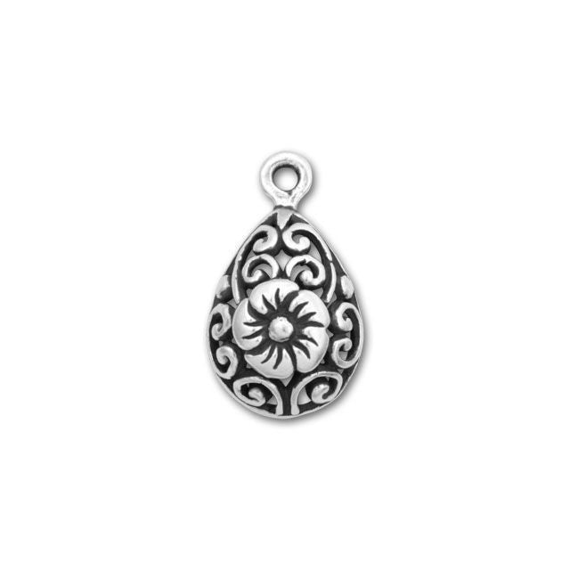 Bali Silver Pendant with Flower Design