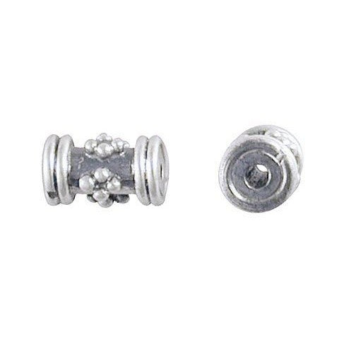 Bali Silver Tube Spacer with Granulated Diamond