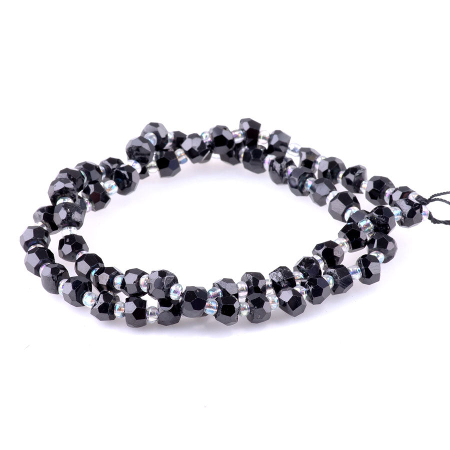 Black Spinel 4x6mm Irr. Rondelle Faceted - 15-16 Inch