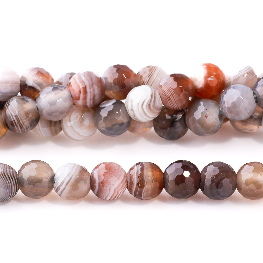 Botswana Agate 8mm Round Faceted - Large Hole Beads