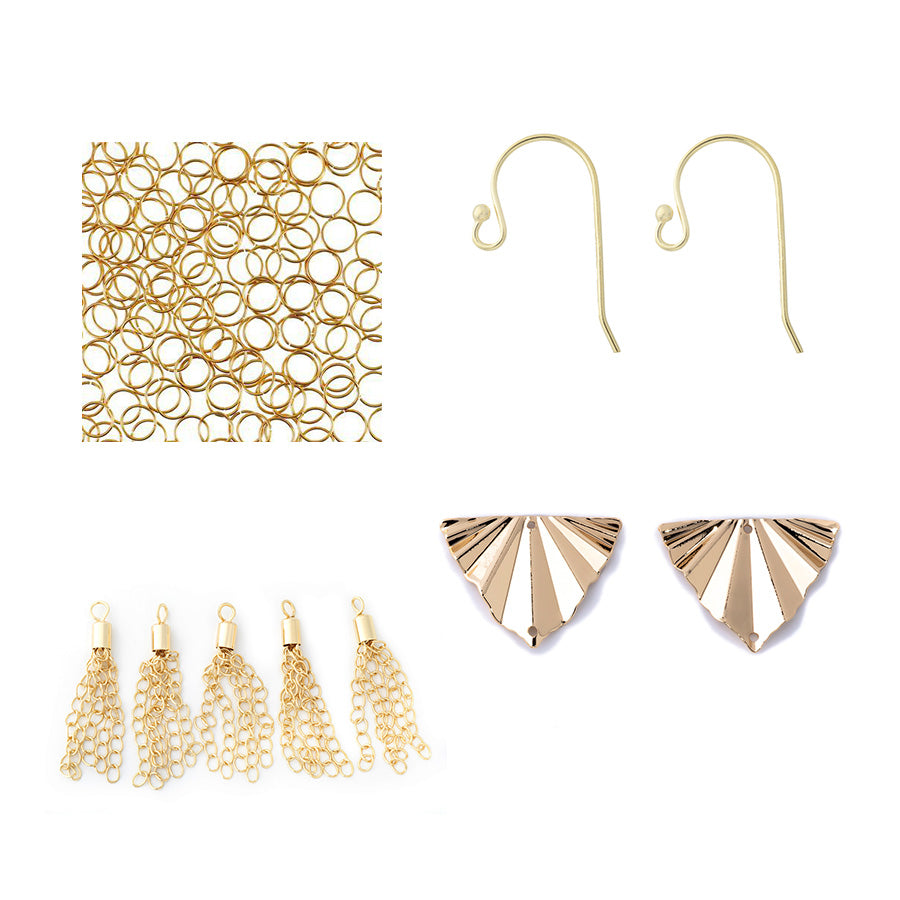 INSTRUCTIONS for DIY Art Deco Fan Earrings - Gold