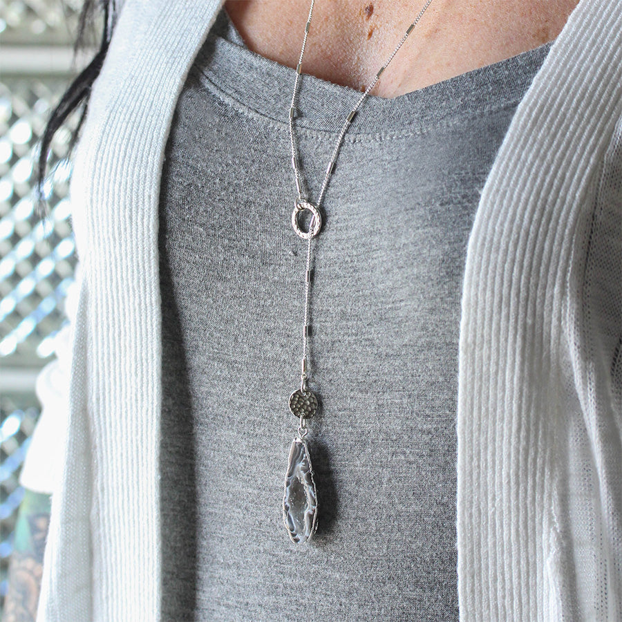 INSTRUCTIONS for DIY Silver Agate Lariat Necklace