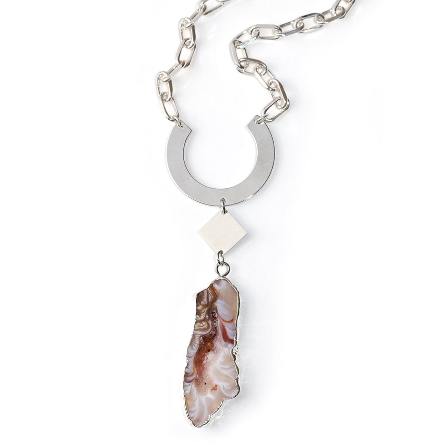 DIY Shape Shifter Agate Necklace - Silver