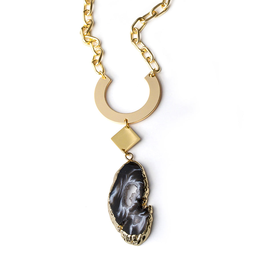 DIY Shape Shifter Agate Necklace - Gold