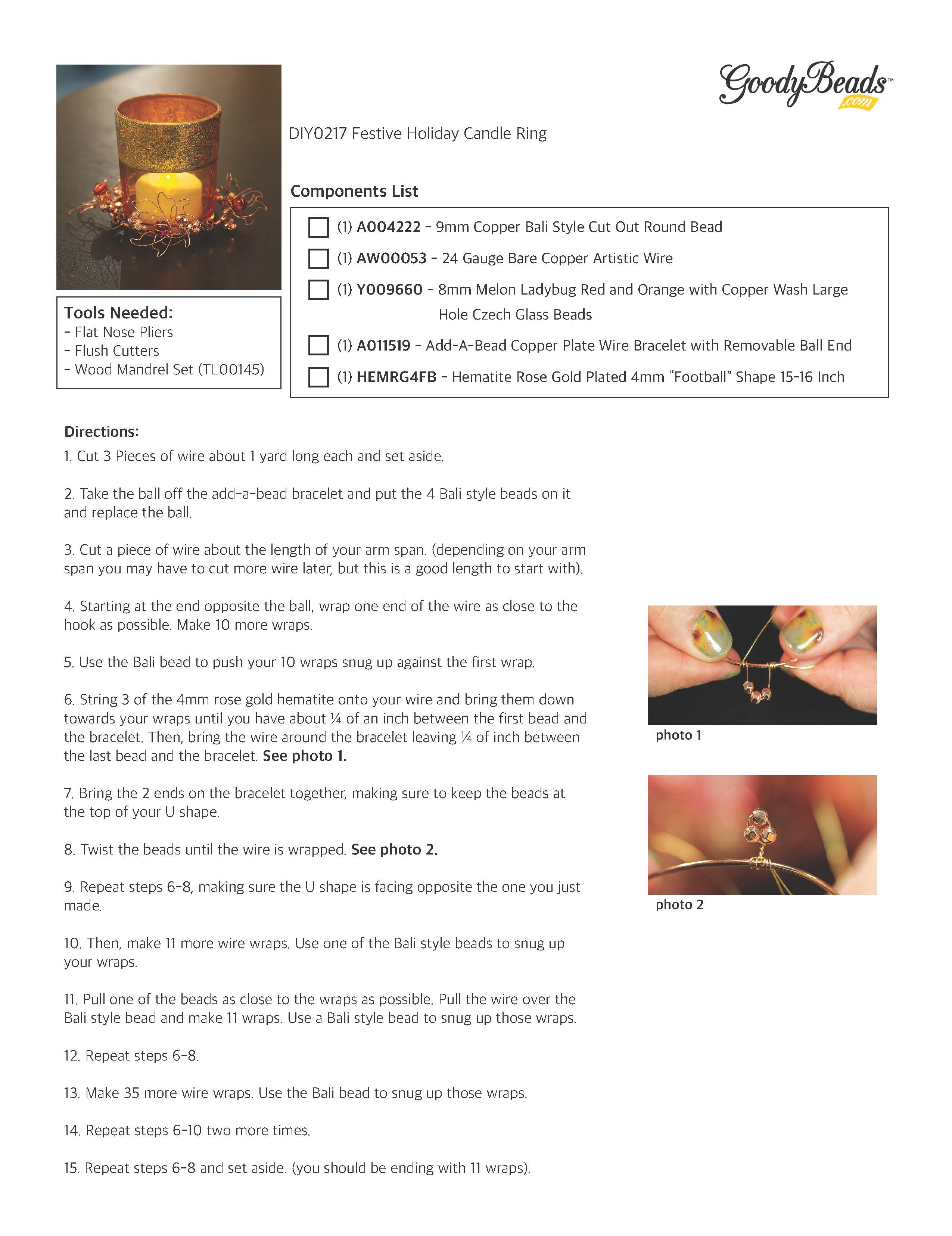 INSTRUCTIONS for DIY Festive Holiday Candle Ring