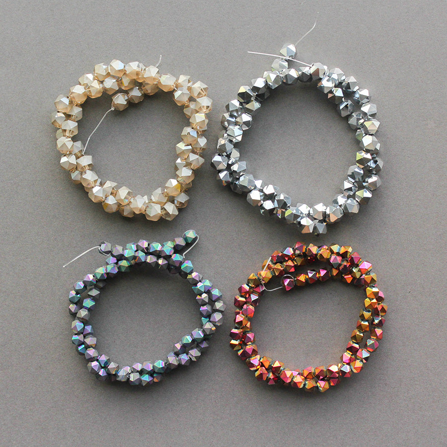 Star Cut Glass Bead Bundle- 4 Strand Set